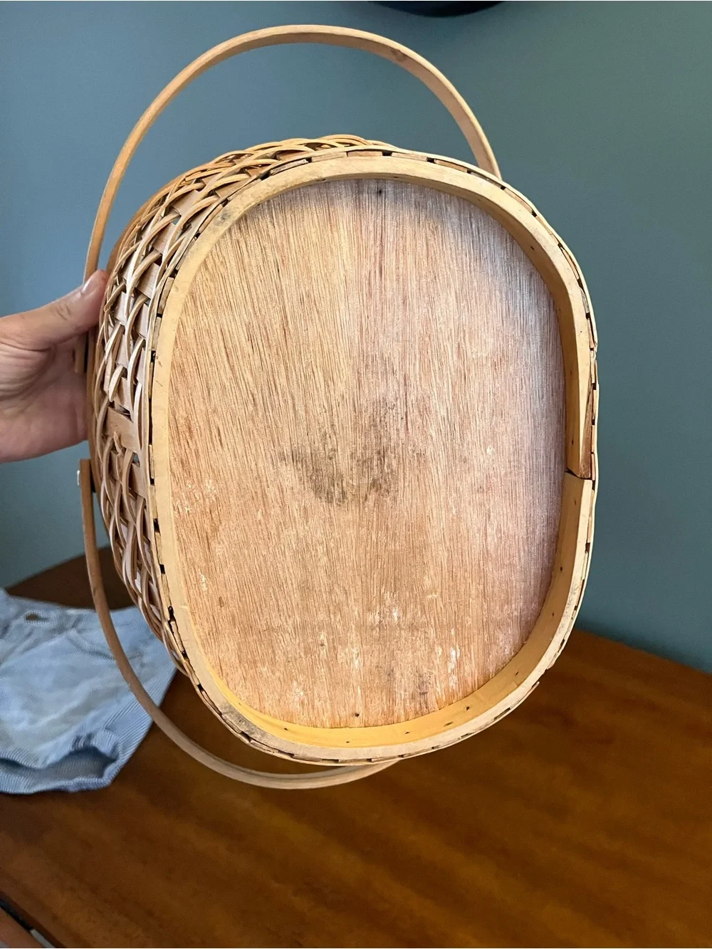 Woven Wood Market Basket in Natural Light Brown